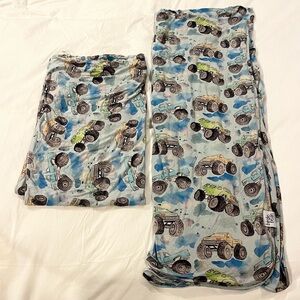 BIRDIE BEAN Monster Truck Bamboo toddler blanket and pillow case set.